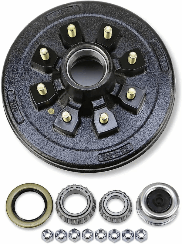 865 Lug 7K 9/16" StudBrake Hub 12" BLK w/bearings seal dust cap and lugs (DRY KIT)