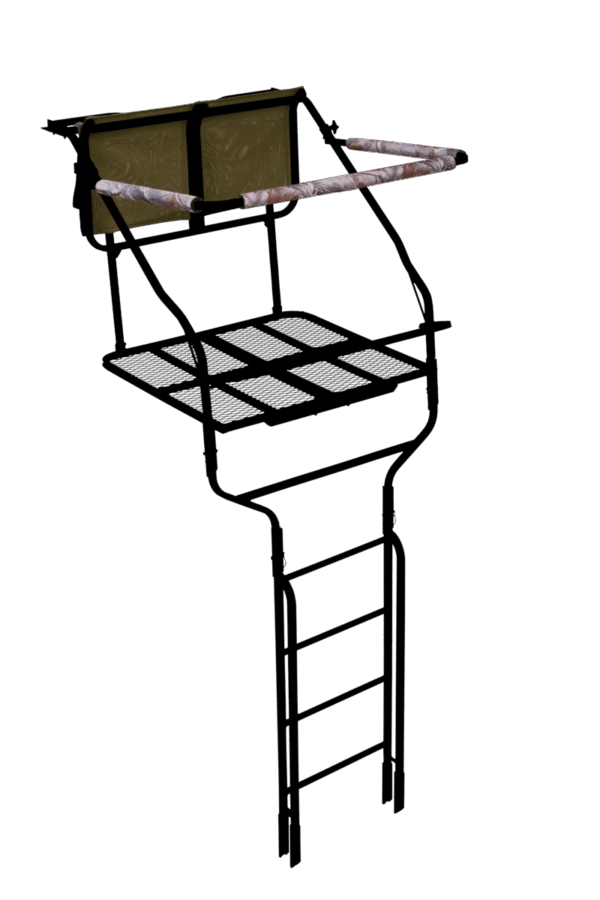 Millennium L_220_SL 18' Double Ladder Stand, w/Large Platform, Safe_Link Safety Line, Padded Shooting Rail, Folding Footrest