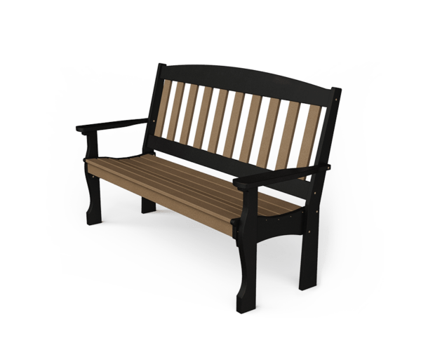 PATIOVA QSCPE5GB-WWBK Poly 5' English Garden Bench - Weathered Wood & Black