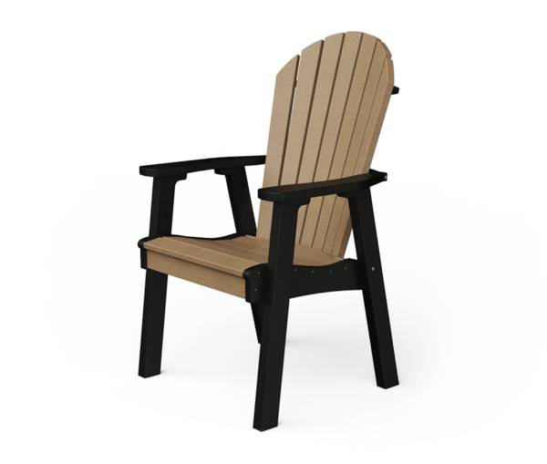 PATIOVA QSCPA2D-WWBK Poly Adirondack Dining Chair - Weathered Wood & Black