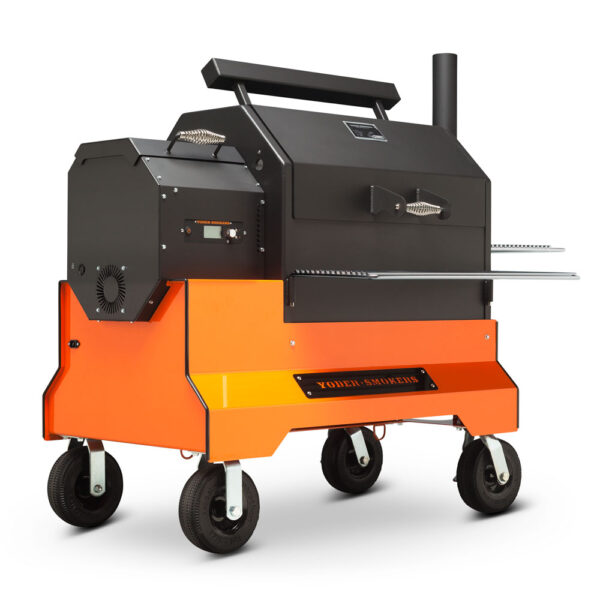 Yoder Smokers 9512O23-100 YS1500S Comp Cart (Orange) + Stainless Steel Front Shelf + S