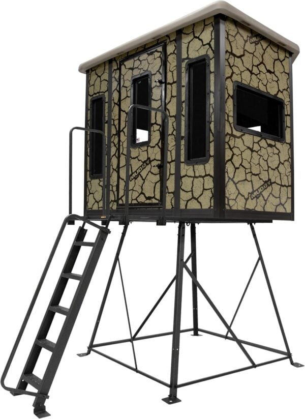 PENTHOUSE BOX BLIND W/ ELITE 5' TOWER / STEEL WALL CONSTUCTION / CRACKED MUD CAMO