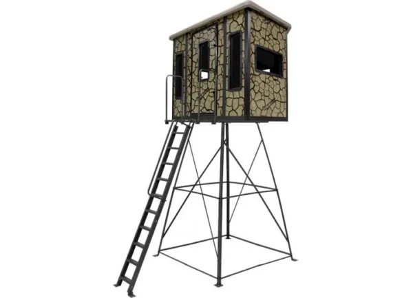 PENTHOUSE BOX BLIND W/ ELITE 10' TOWER / STEEL WALL CONSTRUCTION/ CRACKED MUD